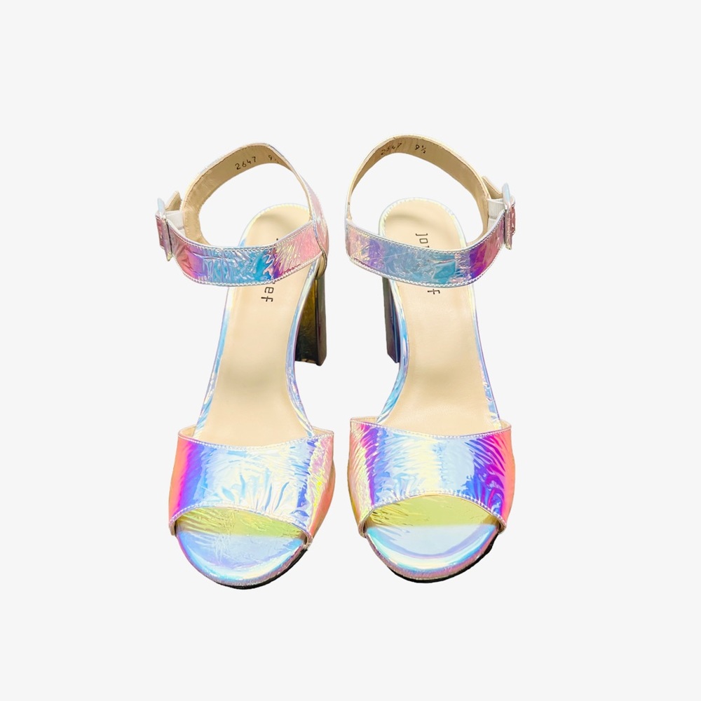 NEW Jon Josef Saffron lI Block Heel Metallic Sandal - Picture 2 of 6